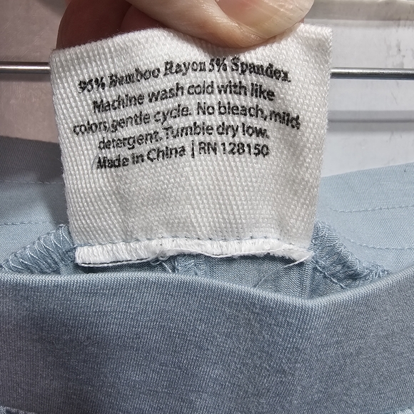 Pure Fiber Womens Blue Bamboo Knit Joggers High Rise Pull On Size Medium Pockets - Picture 6 of 7